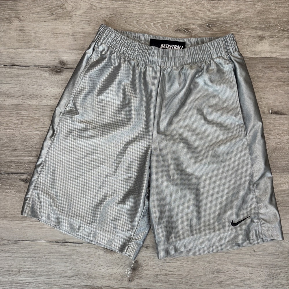 Vintage Y2K Silky Nike Basketball Shorts Men's Medium Gray - Picture 1 of 8